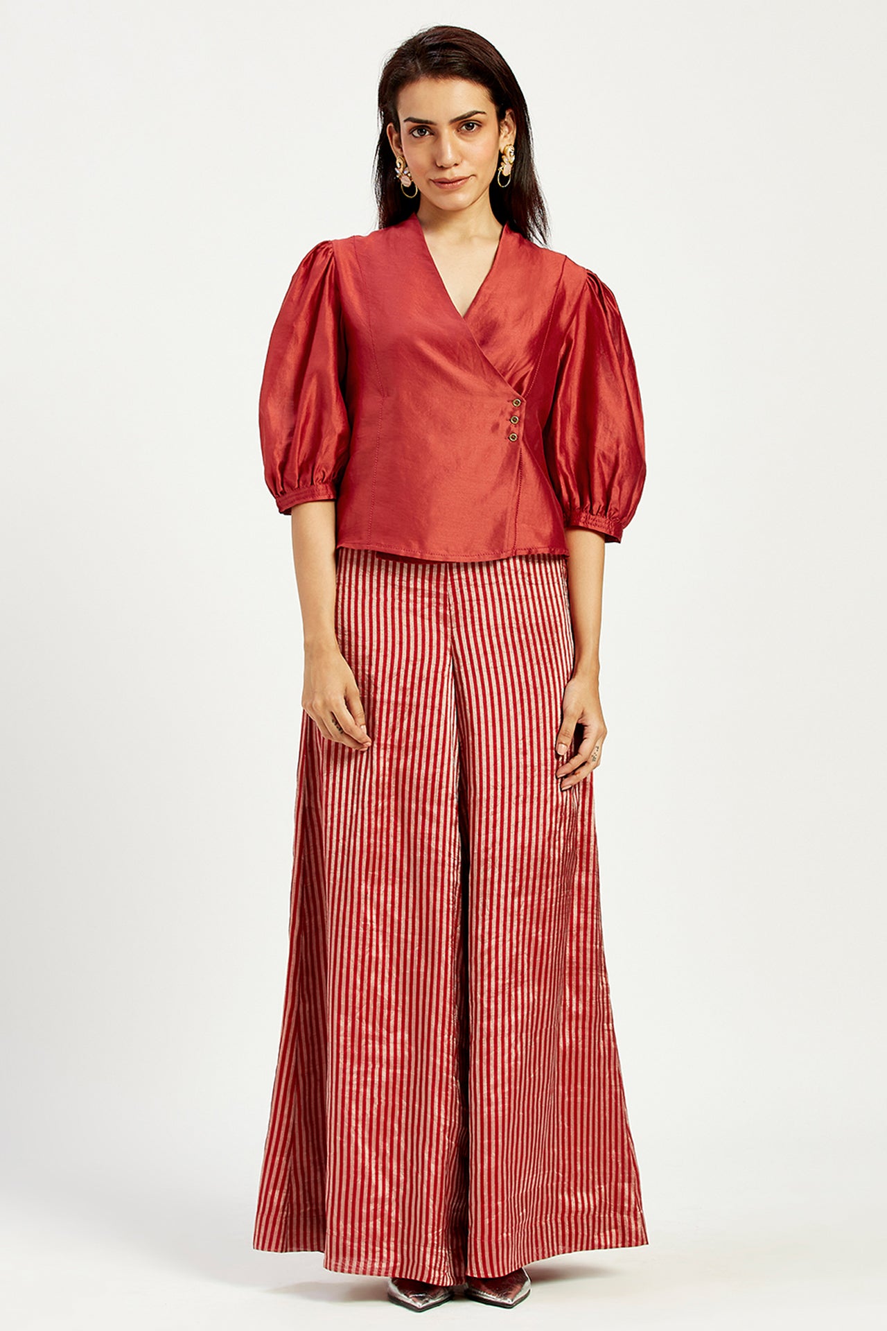 Agra - Folksy Wrap Top + Retro Flared Pants