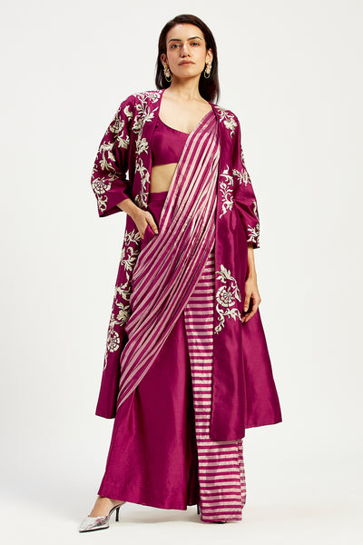 Dani - Techno Sari with Pants + Jacket Set