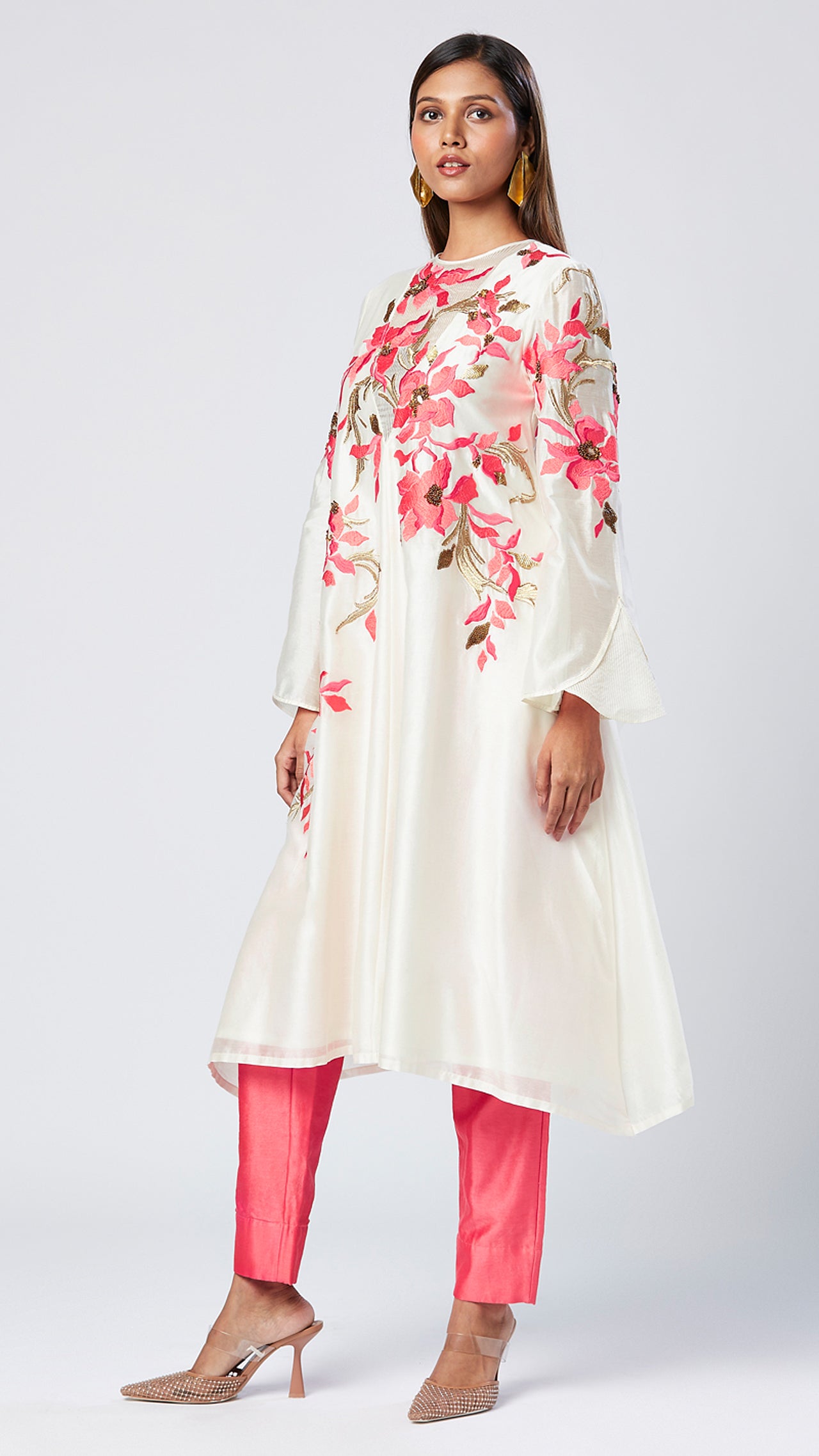 Eira - Coral Floral Tunic + Pant Set