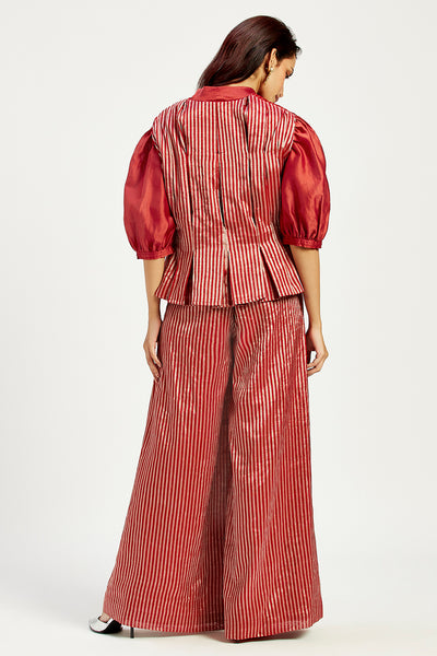 Agra 2.0 - Box Pleated Waistcoat + Folksy Wrap Top + Retro Flared Pants