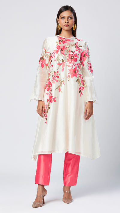 Eira - Coral Floral Tunic + Pant Set