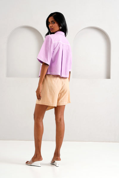 Romy & Tom - Lavender Pocket Crop Top + Latte Skort