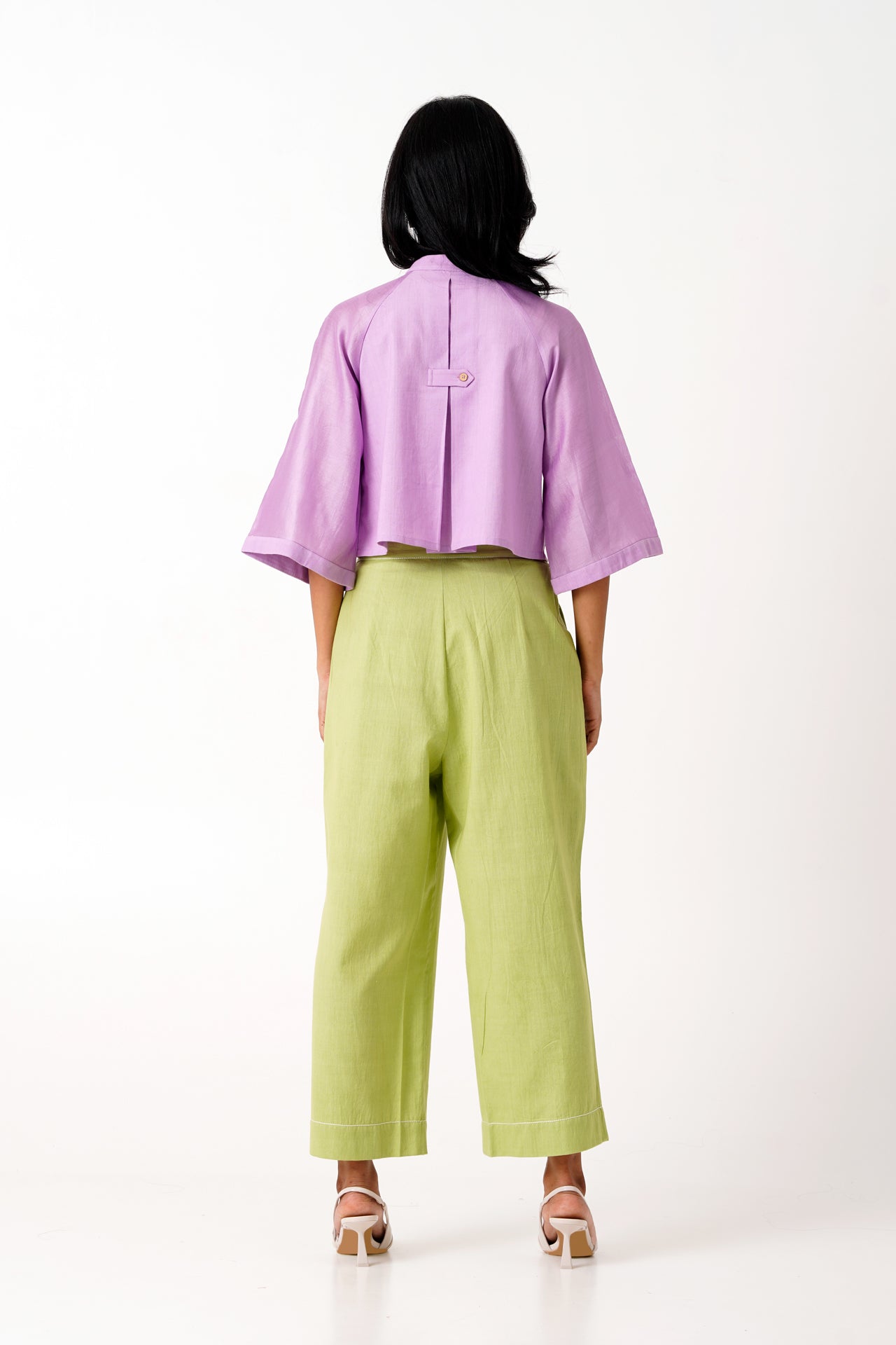 Lavender Zola - Raglan Sleeve Crop Shirt + Ankle Pants