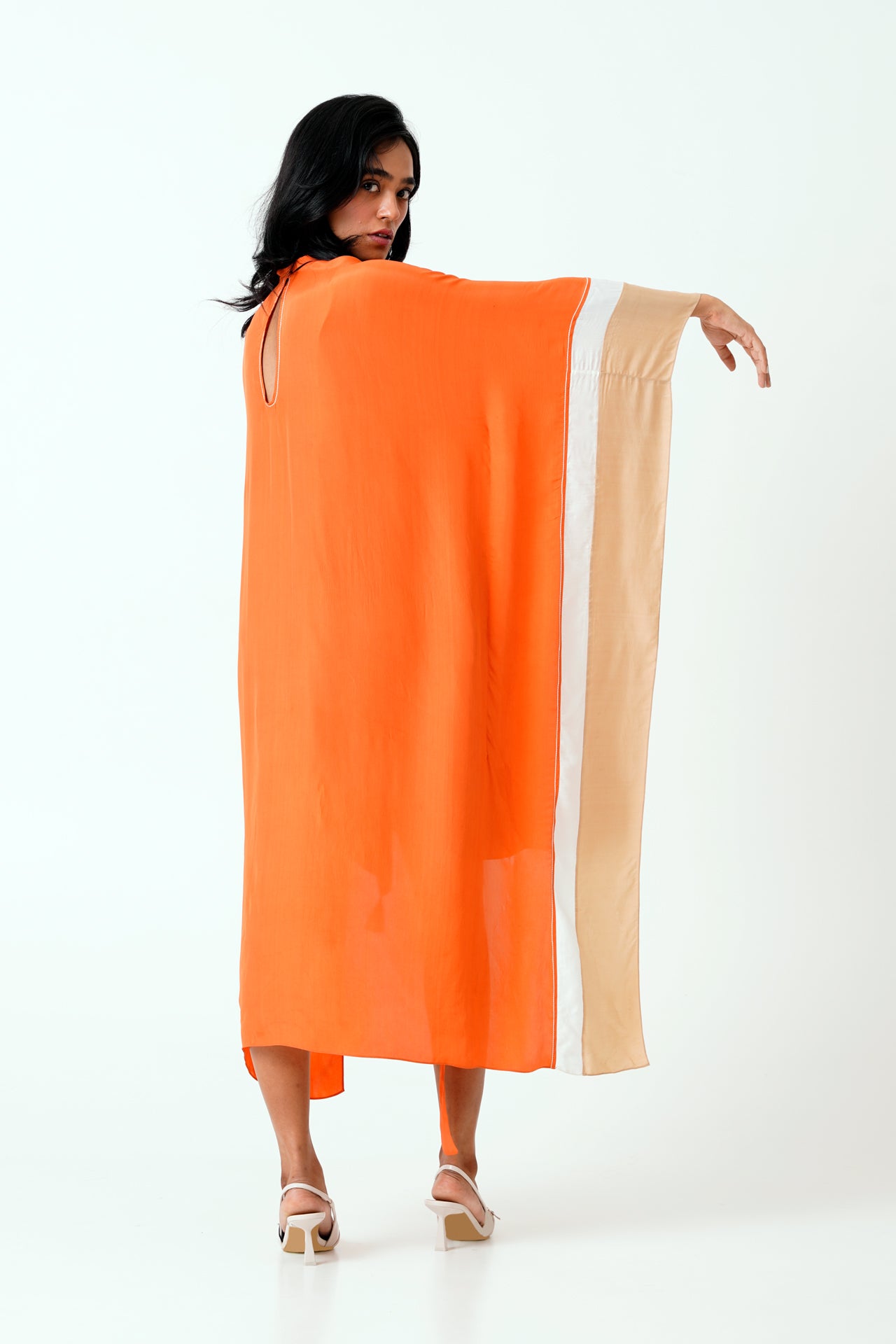 Sunset Orange Nante - Scarf Kaftan Dress