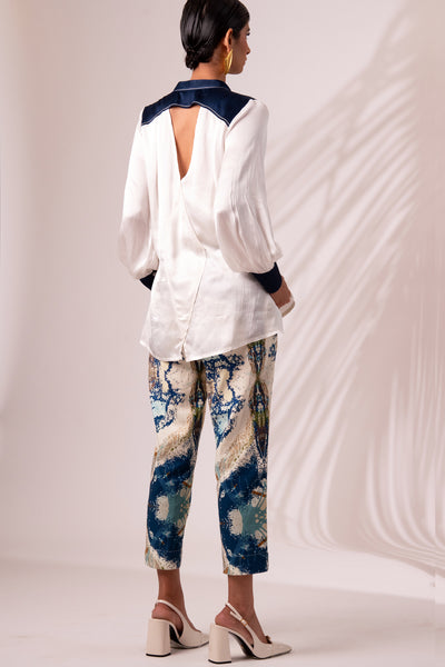 Benita - Back Cut-out Top + Printed Trousers