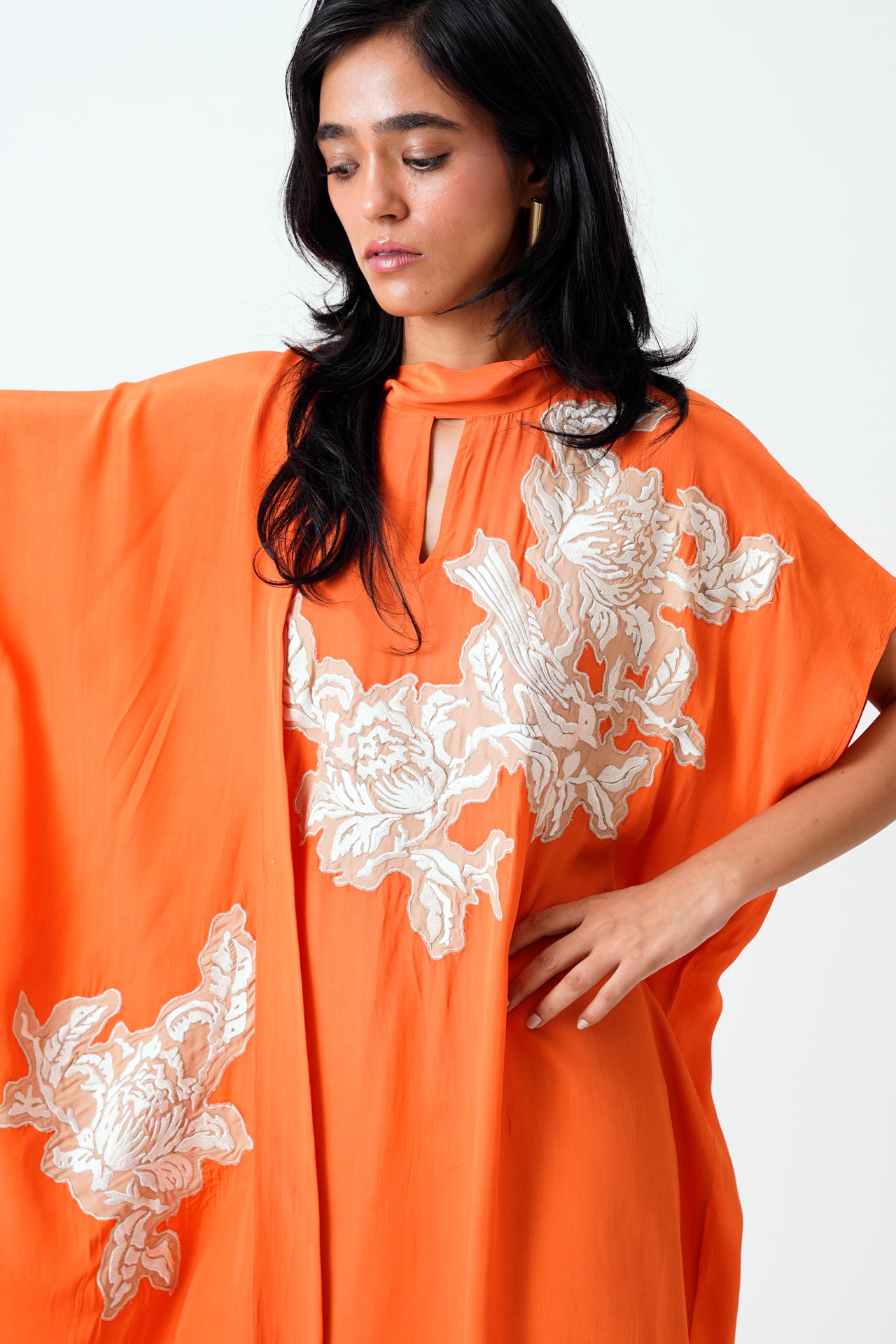 Sunset Orange Nante - Scarf Kaftan Dress