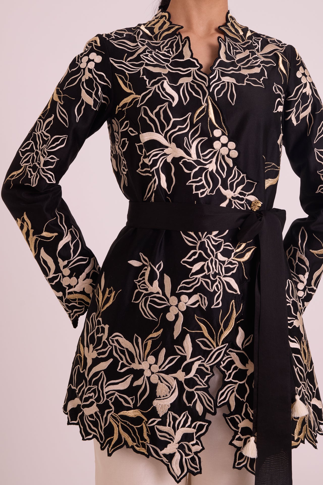 Farah - Tendril Wrap Blazer & Cutwork Pants