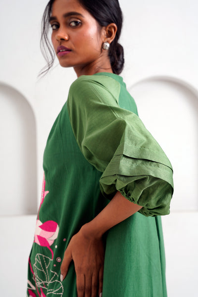 Pine Green Suvi Set - Embroidered Tunic + Pants