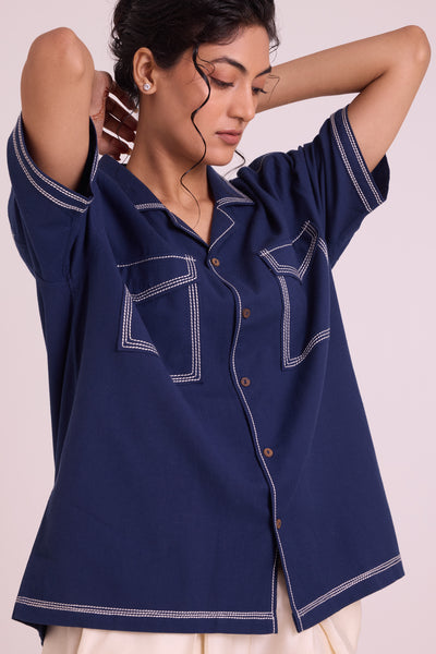 Shirt Manil - Indigo, Hold the Drama