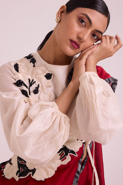 Manali - Bishop Blouse + Pre-draped Saree + Bib