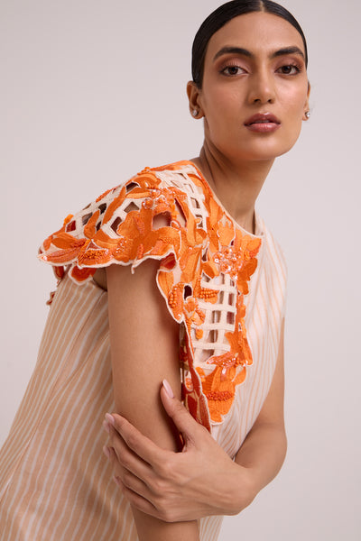 Kayo - Sunset & Almond Cutwork Short Dress