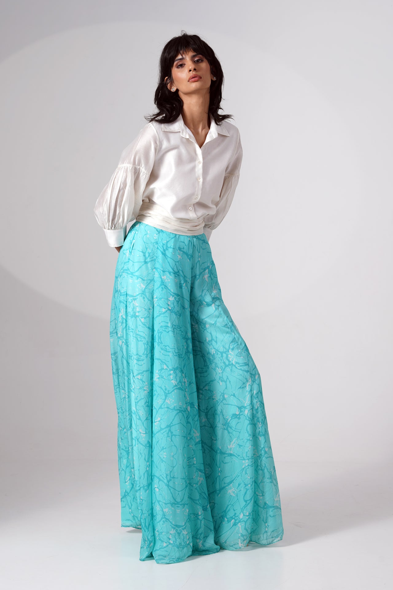 MELANIE - SHIRT GATHERED BELT DIVIDED SKIRT