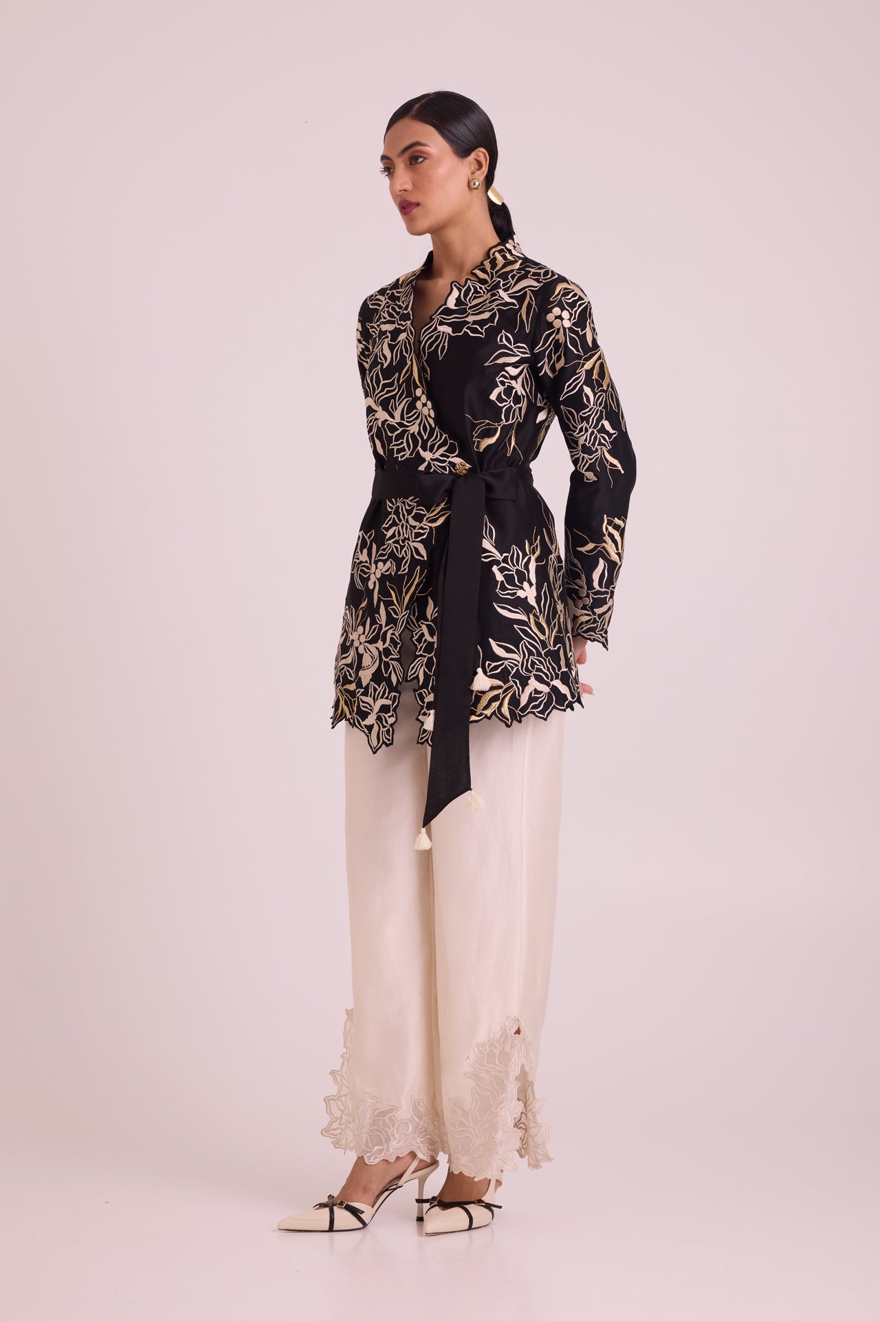 Farah - Tendril Wrap Blazer & Cutwork Pants