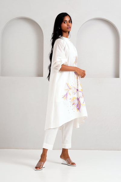 White Suvi Set - Embroidered Tunic + Pants