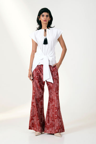 MARTINA II -  BOW CLUTCH TOP WITH PRINTED BELL BOTTOMS