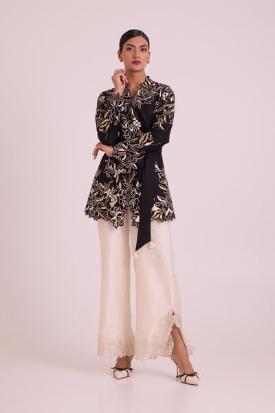 Farah - Tendril Wrap Blazer & Cutwork Pants