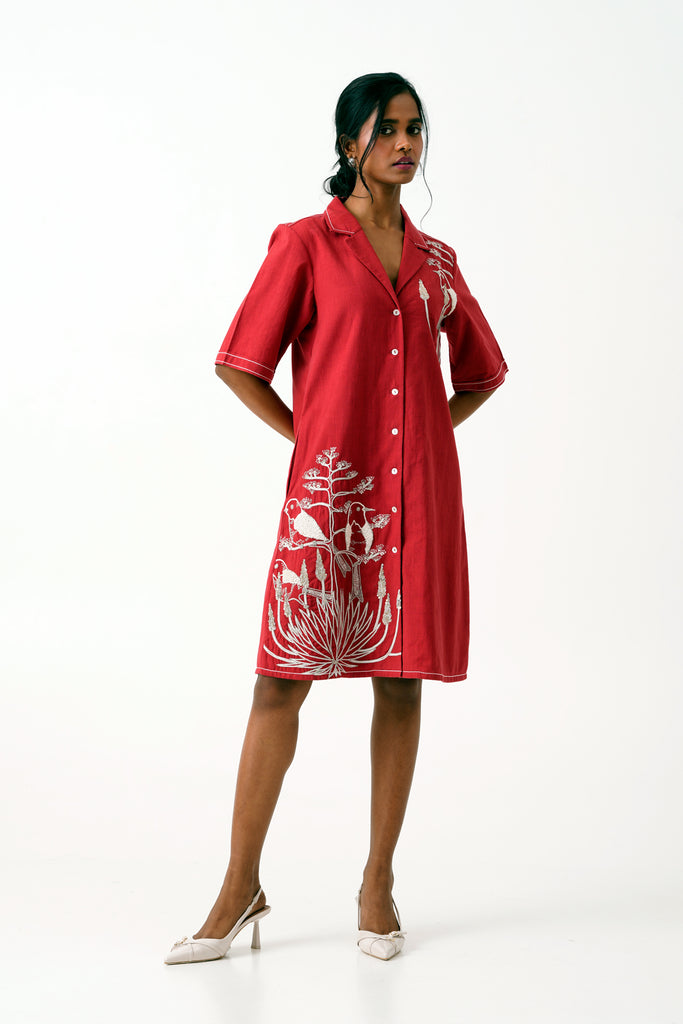 ワンピース madder madder TATESHIMA SHIRT DRESS Madder Taiwo - Embroidered Shirt Dress – MADDER MUCH