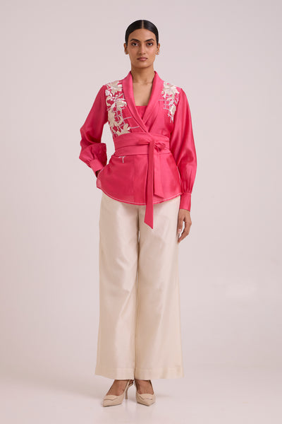 Petra - Wrap Blazer Top + Obi Belt + Pant Set