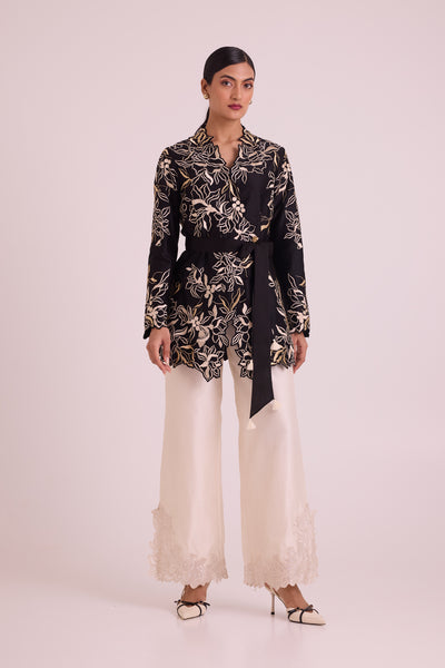 Farah - Tendril Wrap Blazer & Cutwork Pants