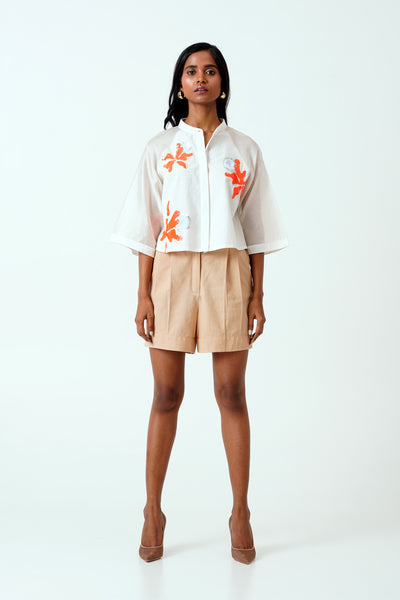 Ivory Zola - Raglan Sleeve Crop Shirt + Shorts