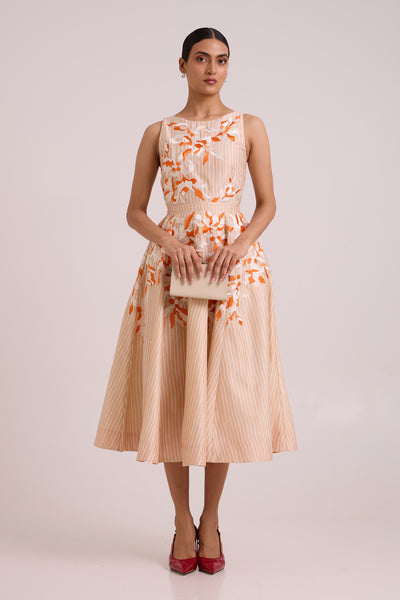Roselyn - Almond & Autumn Midi Dress