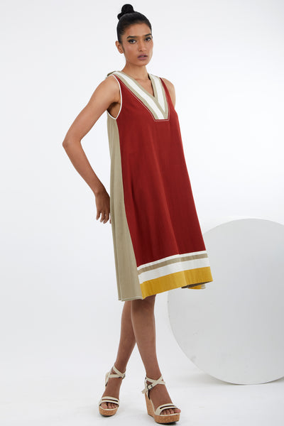 Muyu - Shoulder Tab Sleeveless A-Line Dress