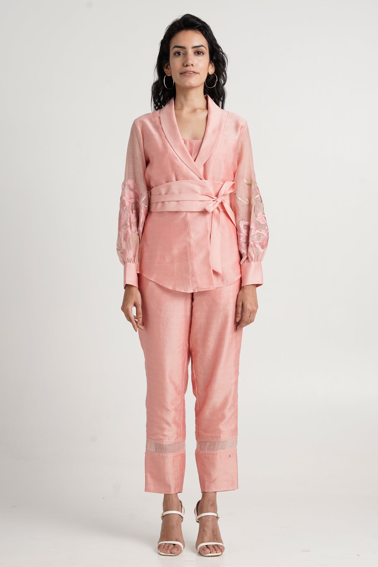 Grace - Old Rose Wrap Top with Ankle Pants