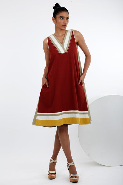 Muyu - Shoulder Tab Sleeveless A-Line Dress