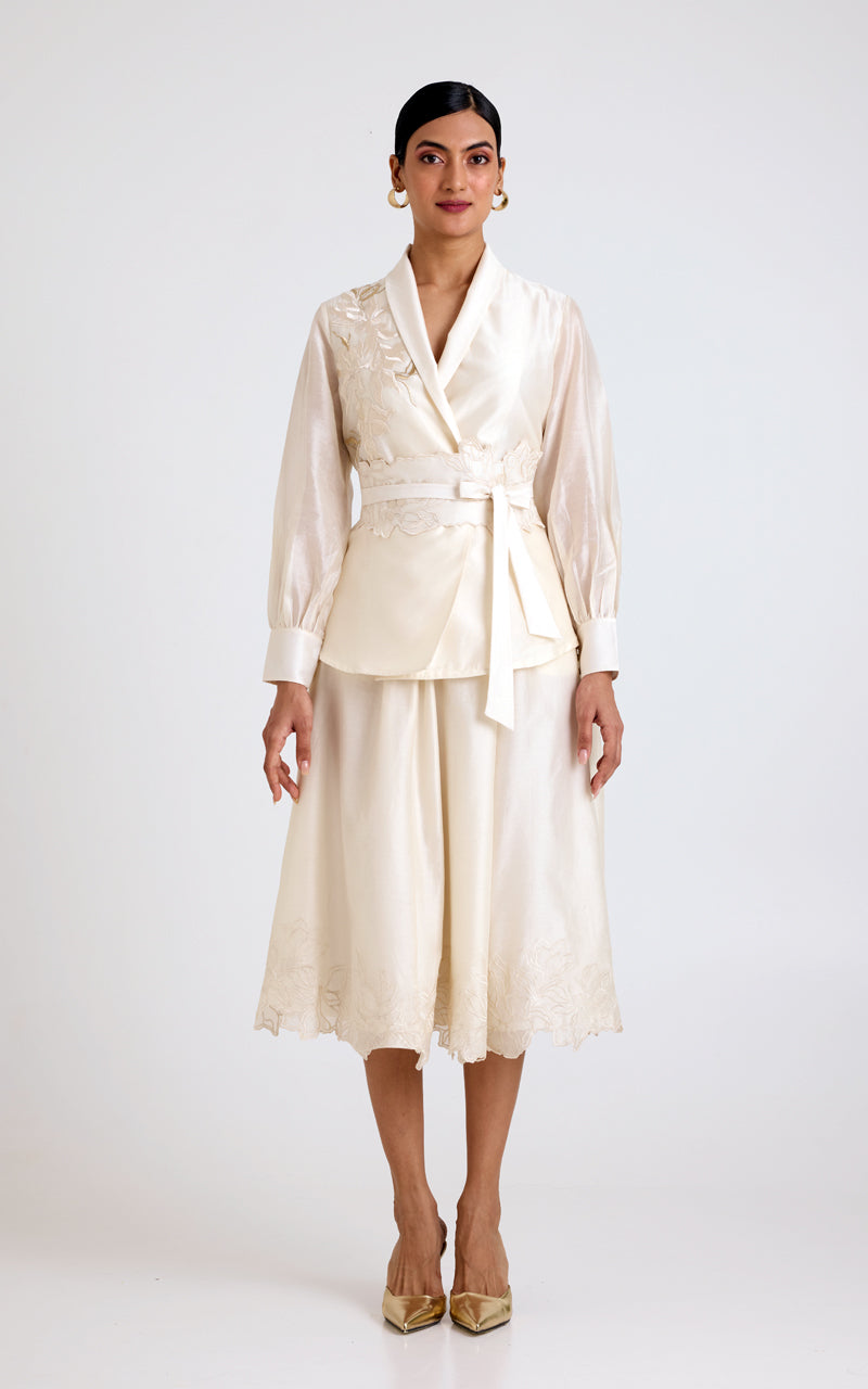 Murphy - Broach Wrap Top & Duchess Skirt