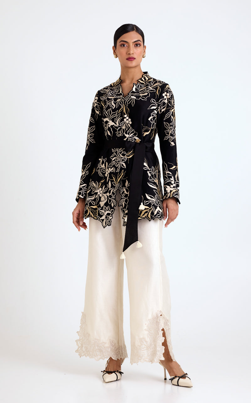 Farah - Tendril Wrap Blazer & Cutwork Pants