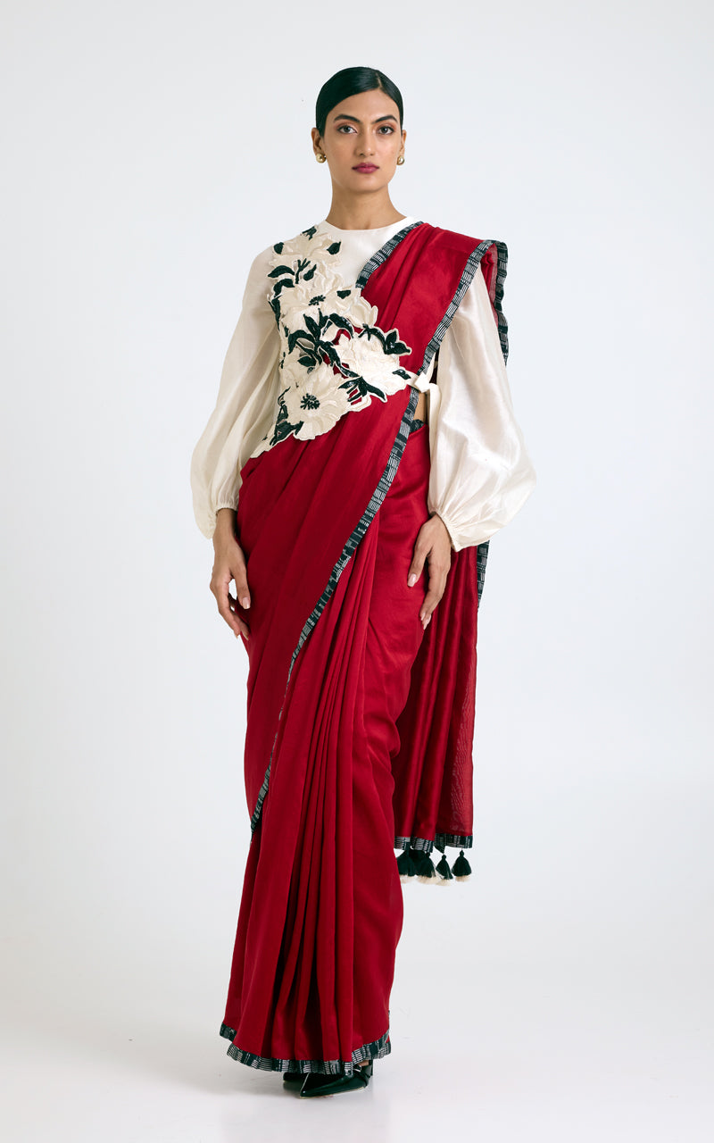 Manali - Bishop Blouse + Pre-draped Saree + Bib