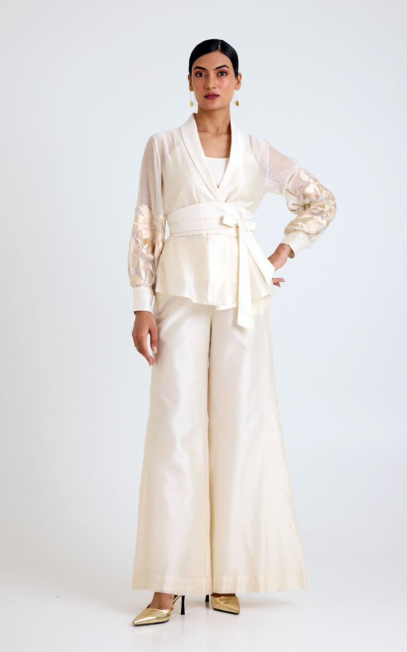 Reva - Blazer Wrap Top & Wide-Leg Pant