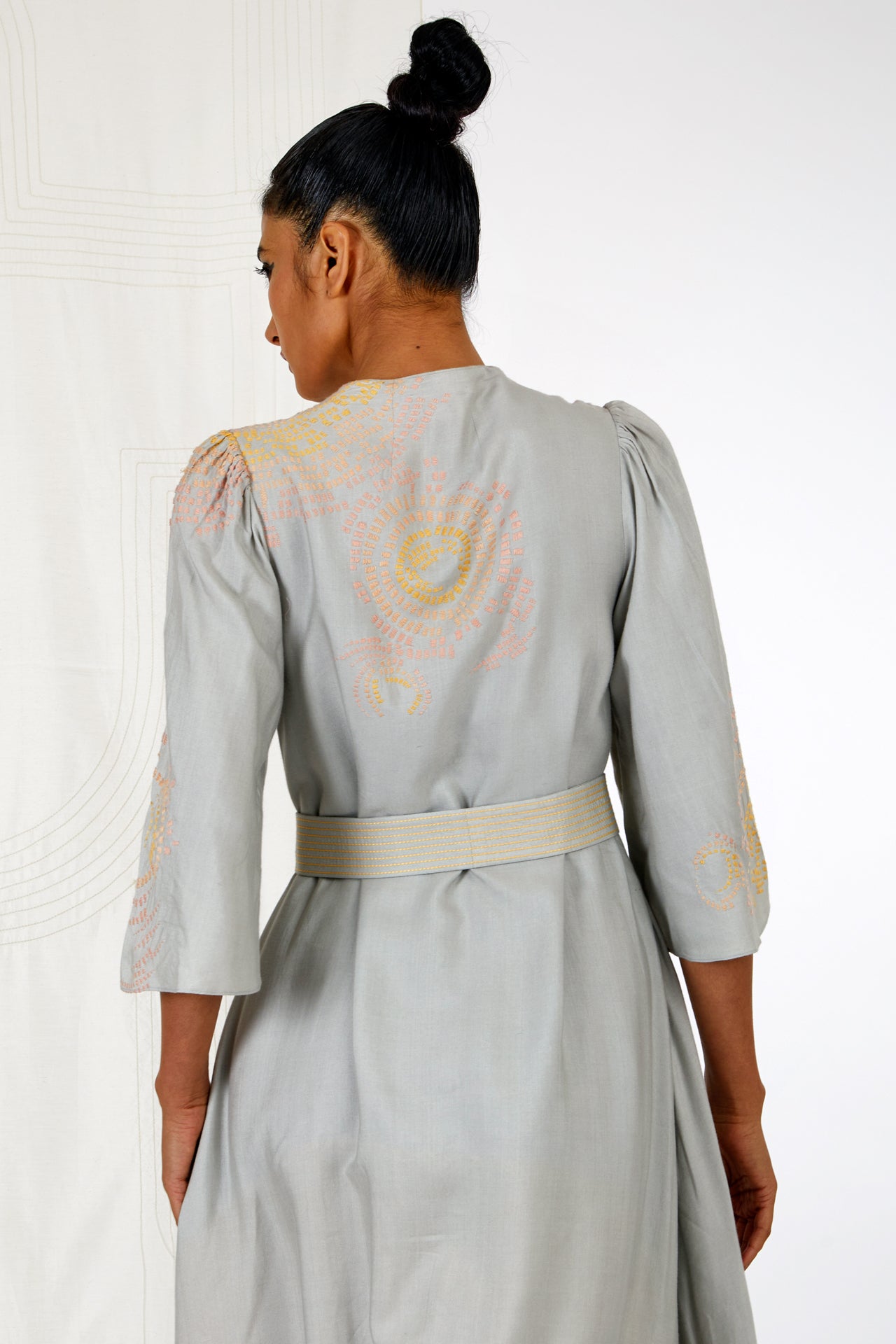 Misaki - Ash Grey Asymmteric Tunic Dress with Belt