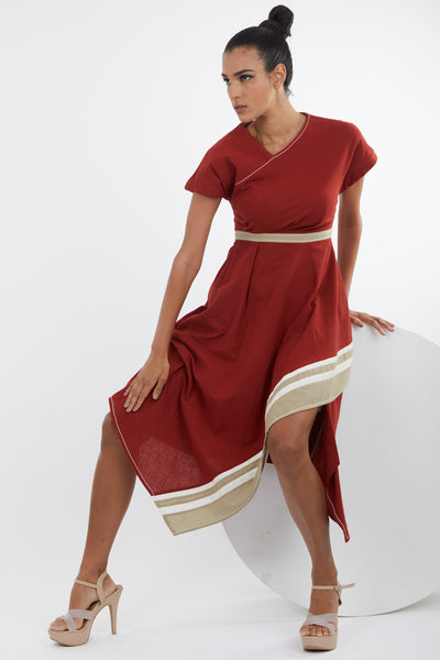 Sumi - Madder Red Trapeze Dress
