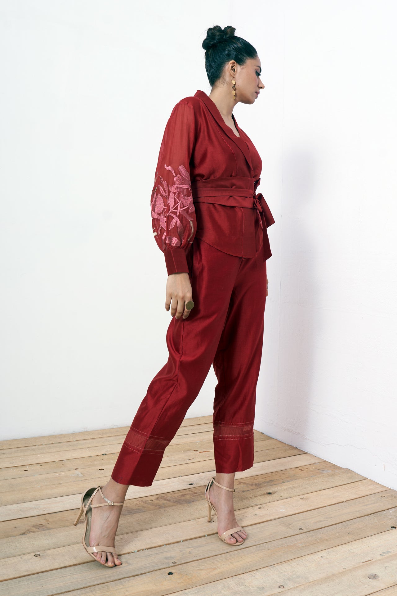 Grace - Sangria Wrap Top with Ankle Pants