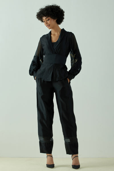 Grace - Charcoal Wrap Top with Ankle Pants