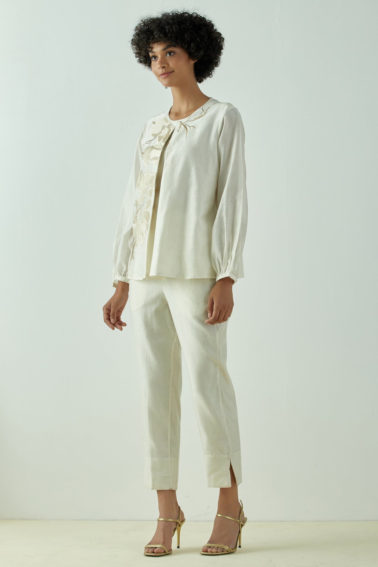Miriam - Vanilla Demure Top with Ankle Pants