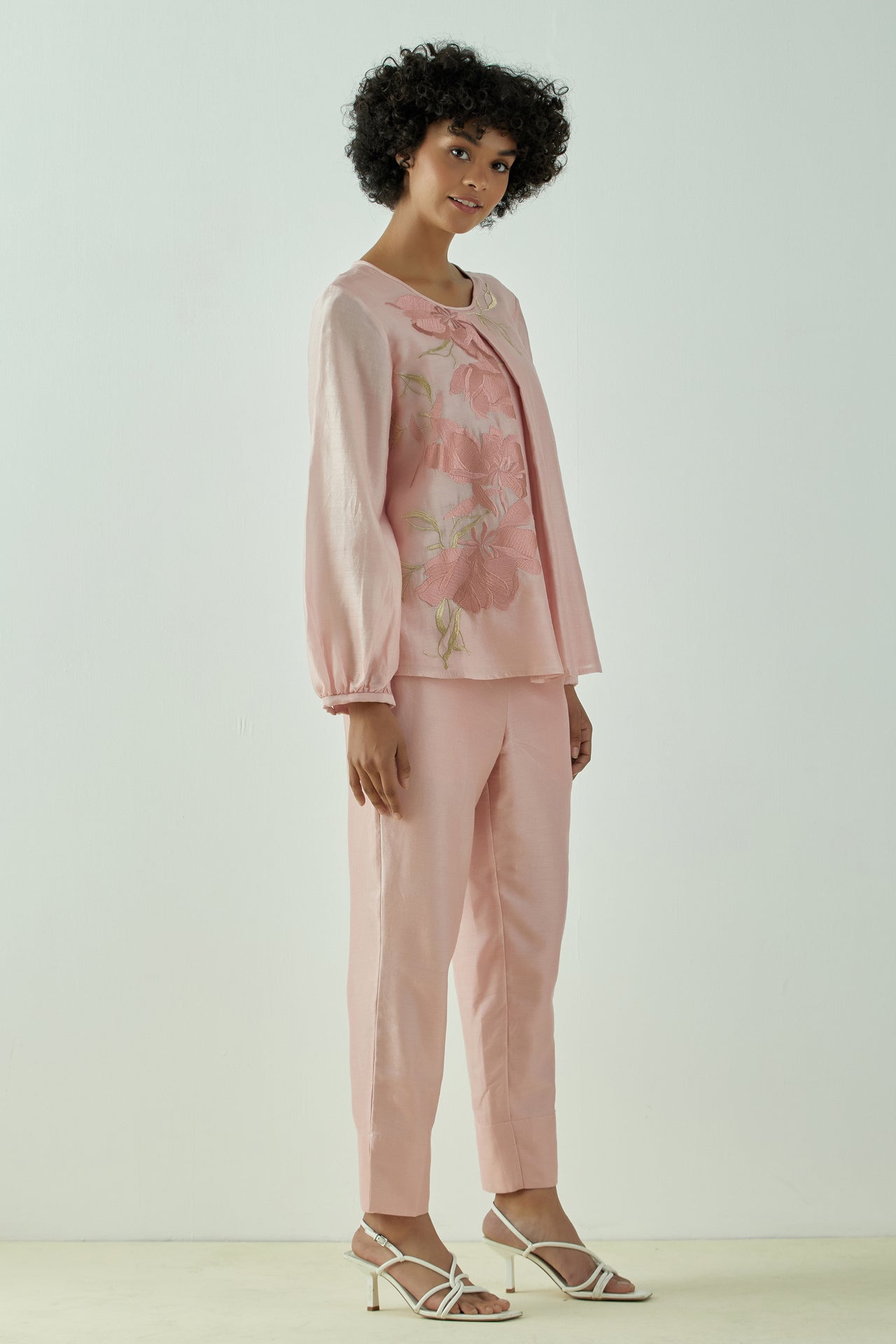Miriam - Old Rose Demure Top with Ankle Pants