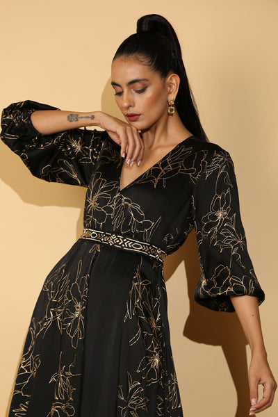 Amy - Layered Wrap Dress with Zari Belt