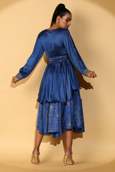 Samy - Shirter and Layered Midi Skirt with Obi Belt