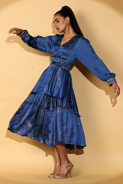 Samy - Shirter and Layered Midi Skirt with Obi Belt