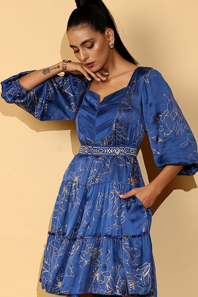 Noor - Stepped Short Dress with Zari Belt