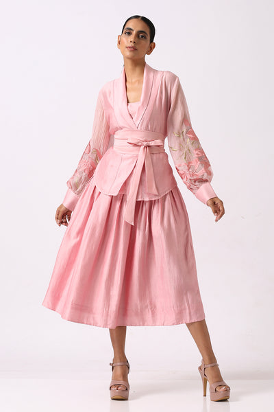 Bloome - Old Rose Pleated Midi with Wrap Top