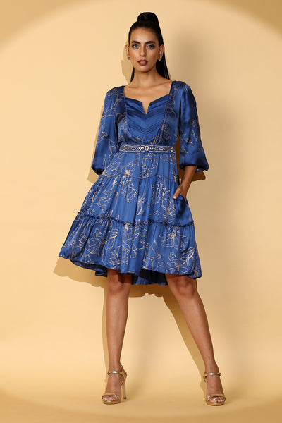 Noor - Stepped Short Dress with Zari Belt